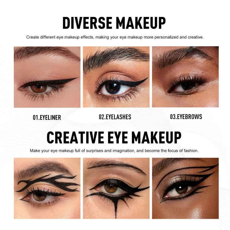 5-Piece Waterproof Liquid Eyeliner Pen Set – Ultra-Fine Black Tip