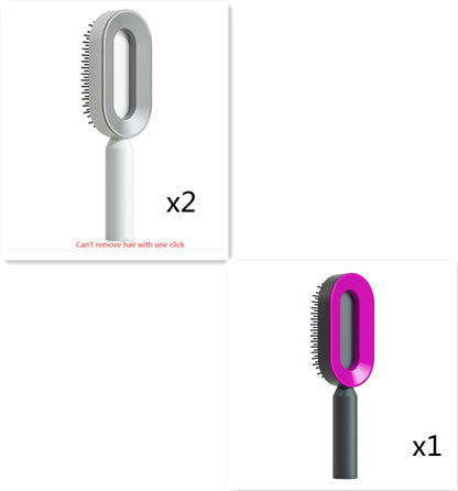 One-Click Self Cleaning Hair Brush
