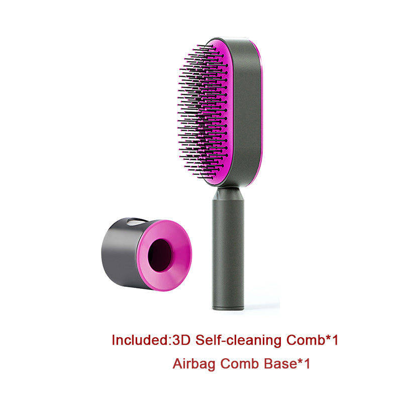 One-Click Self Cleaning Hair Brush