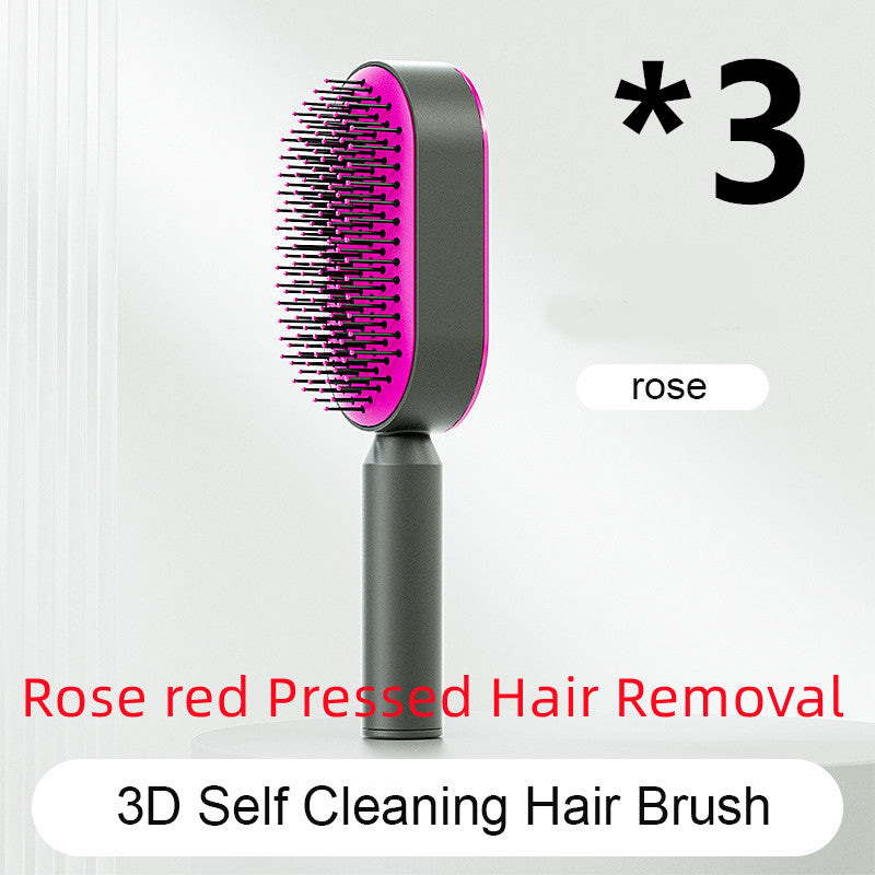 One-Click Self Cleaning Hair Brush
