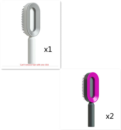 One-Click Self Cleaning Hair Brush