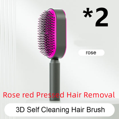 One-Click Self Cleaning Hair Brush