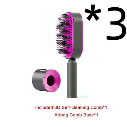 One-Click Self Cleaning Hair Brush