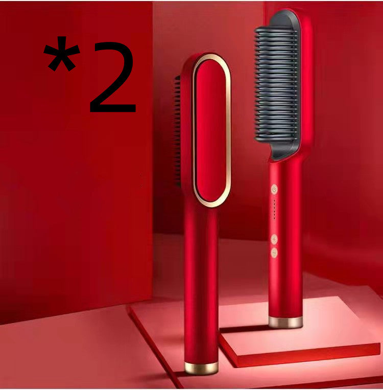 2-in-1 Hair Straightener & Curler Brush