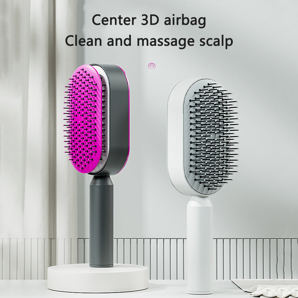One-Click Self Cleaning Hair Brush