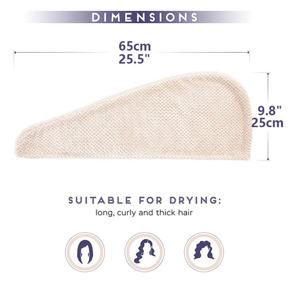 Absorbent Hair Towel Wrap – Textured Button-Down Drying Cap