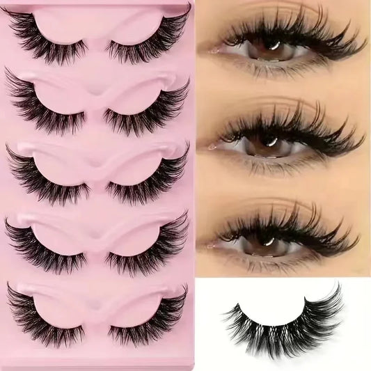 5 Pairs Cat Eye False Eyelashes – Dramatic & Long-Lasting