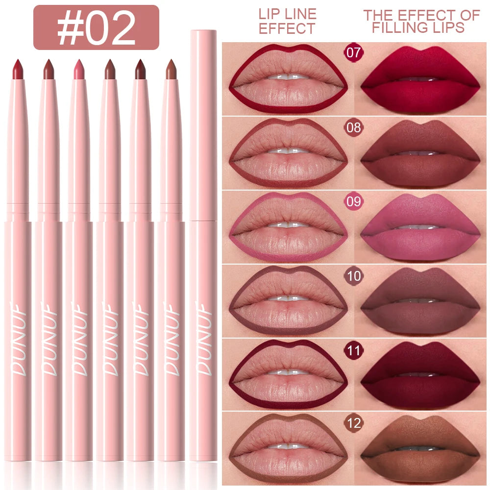 6-Piece Lip Liner Pen Set – Long-Lasting Waterproof Lip Gloss