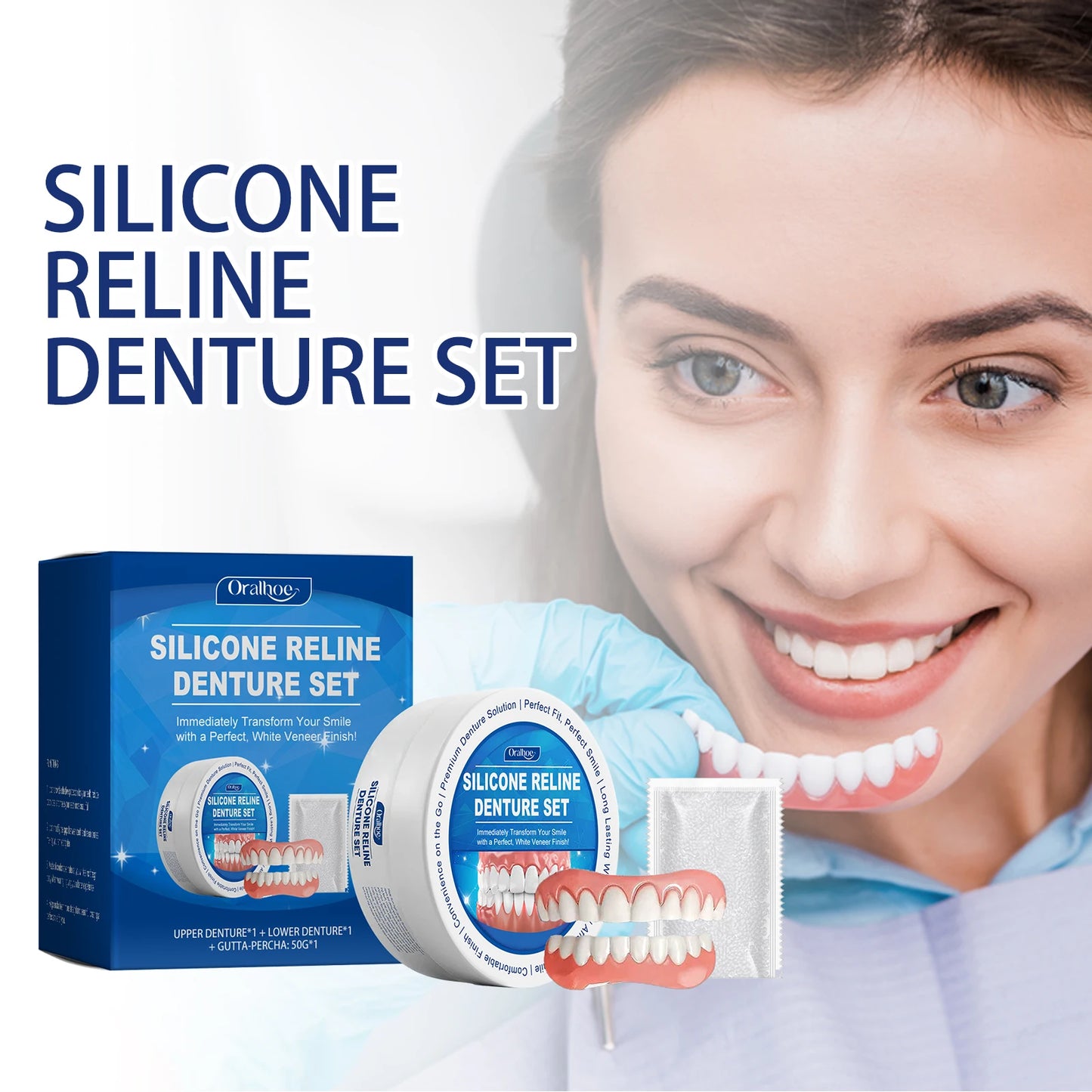 Soft Silicone Upper & Lower Dental Veneers (Whitening Fit)