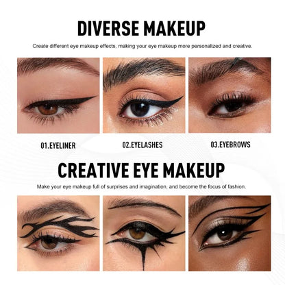 5-Piece Waterproof Liquid Eyeliner Pen Set – Ultra-Fine Black Tip