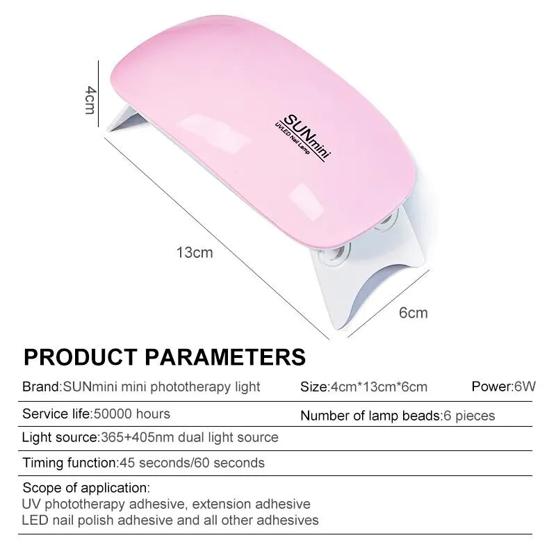 6W Mini LED UV Nail Dryer – Portable Home Manicure Lamp