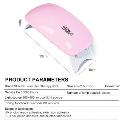 6W Mini LED UV Nail Dryer – Portable Home Manicure Lamp