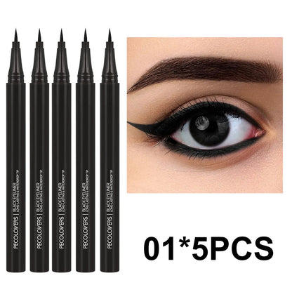5-Piece Waterproof Liquid Eyeliner Pen Set – Ultra-Fine Black Tip