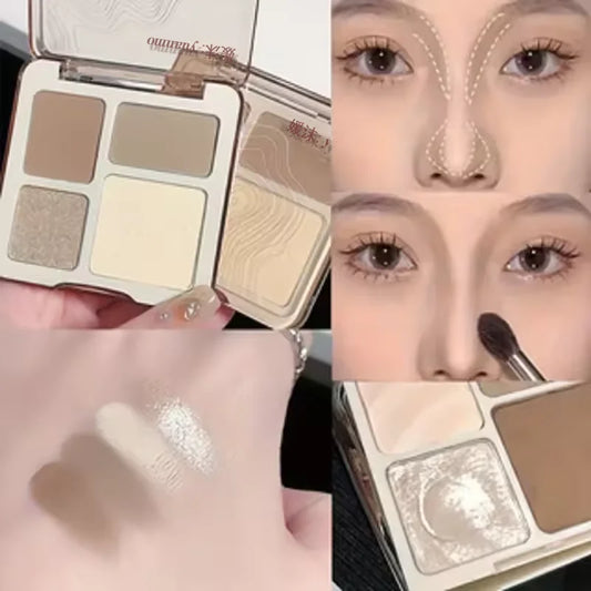 3D Facial Highlight & Contour Palette – Matte Long-Lasting Brightening