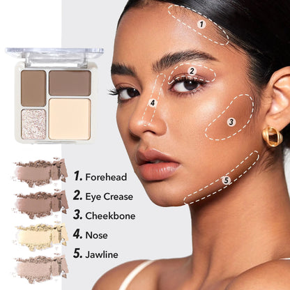3D Facial Highlight & Contour Palette – Matte Long-Lasting Brightening