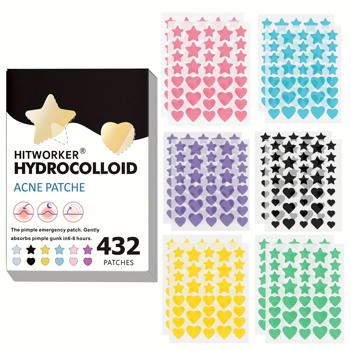 432 Colorful Star-Shaped Pimple Patches – Invisible Acne Cover