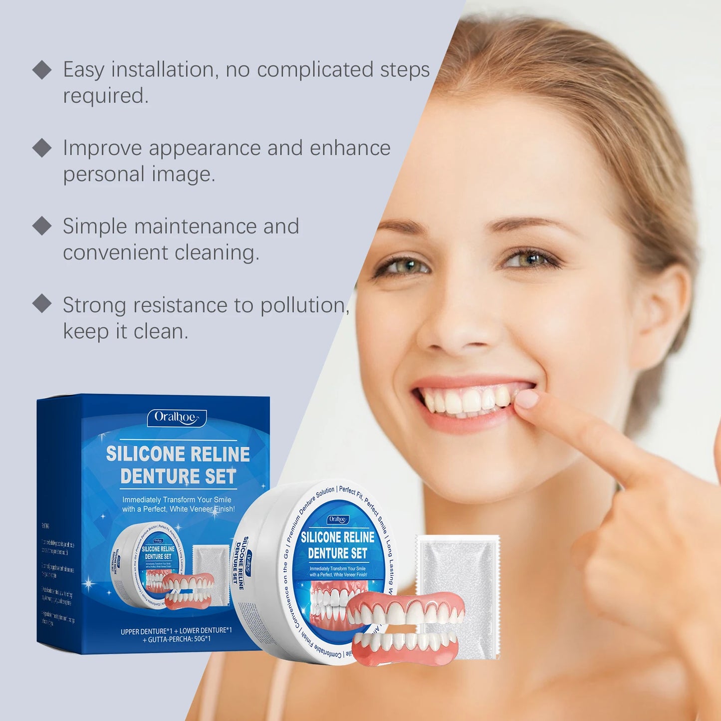 Soft Silicone Upper & Lower Dental Veneers (Whitening Fit)