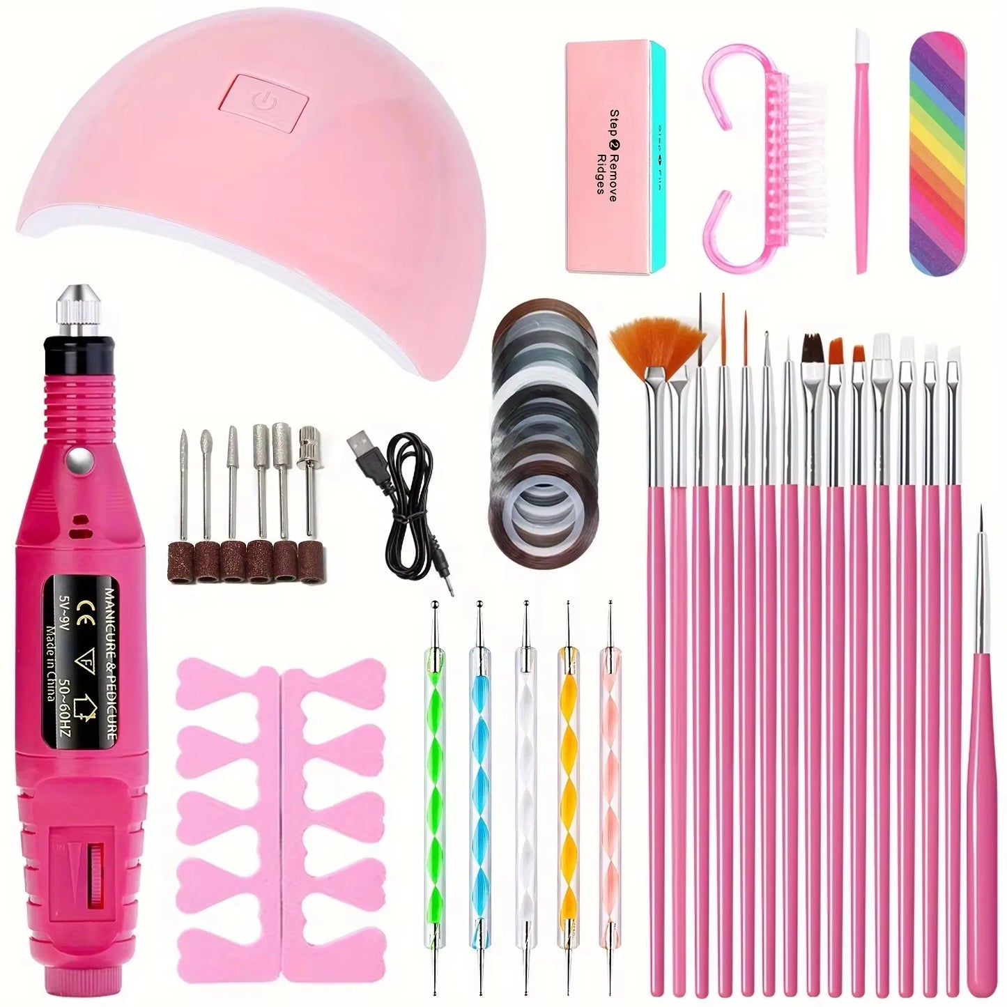 LINMANDA USB Electric Nail Drill Kit – UV LED Manicure & Gel Dryer Set
