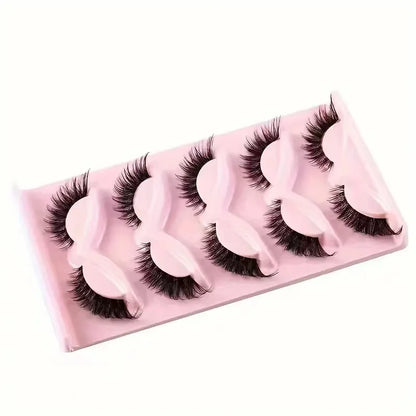 5 Pairs Cat Eye False Eyelashes – Dramatic & Long-Lasting