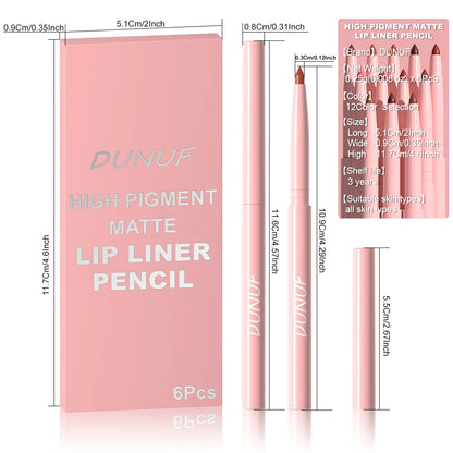 6-Piece Lip Liner Pen Set – Long-Lasting Waterproof Lip Gloss