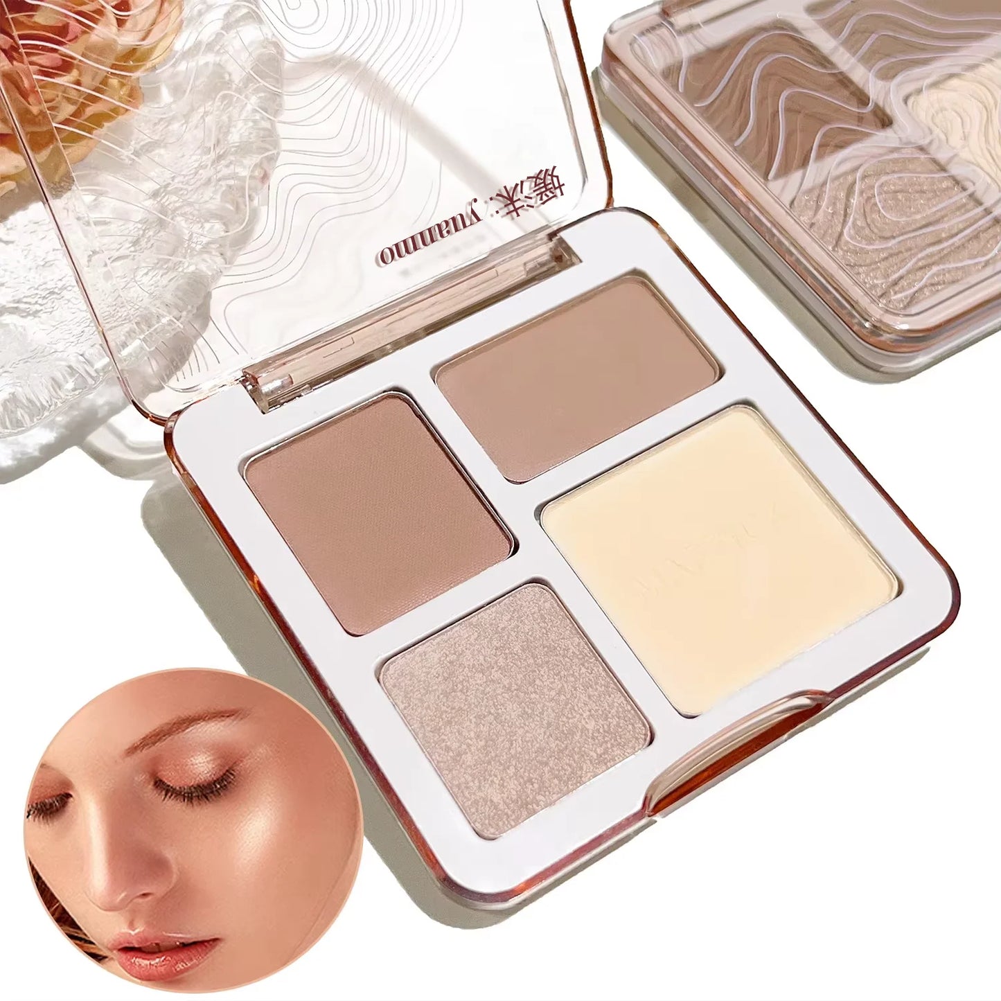 3D Facial Highlight & Contour Palette – Matte Long-Lasting Brightening