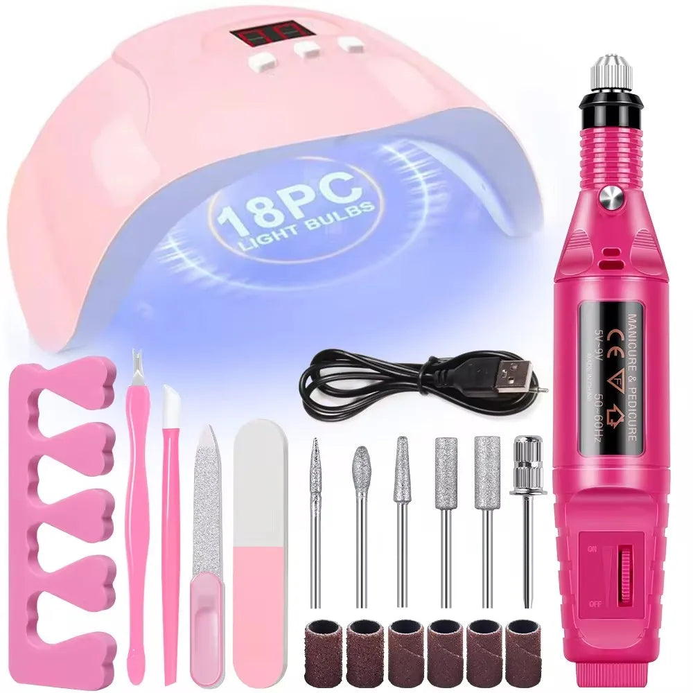 LINMANDA USB Electric Nail Drill Kit – UV LED Manicure & Gel Dryer Set
