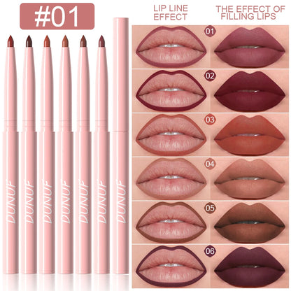 6-Piece Lip Liner Pen Set – Long-Lasting Waterproof Lip Gloss