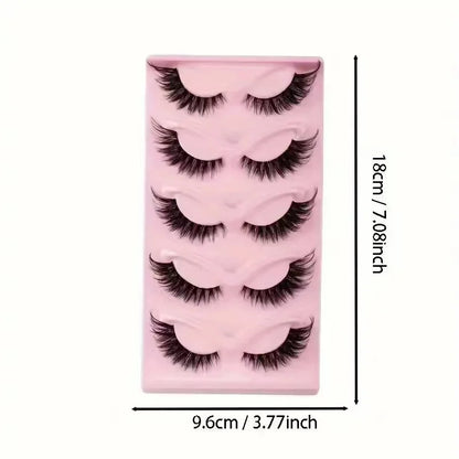 5 Pairs Cat Eye False Eyelashes – Dramatic & Long-Lasting