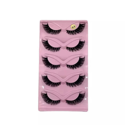5 Pairs Cat Eye False Eyelashes – Dramatic & Long-Lasting