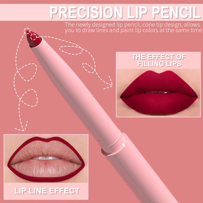 6-Piece Lip Liner Pen Set – Long-Lasting Waterproof Lip Gloss