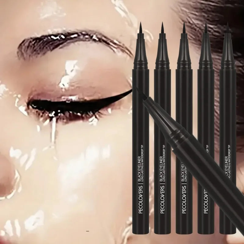 5-Piece Waterproof Liquid Eyeliner Pen Set – Ultra-Fine Black Tip