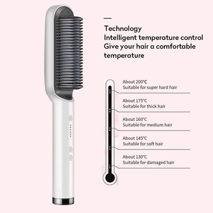 2-in-1 Hair Straightener & Curler Brush