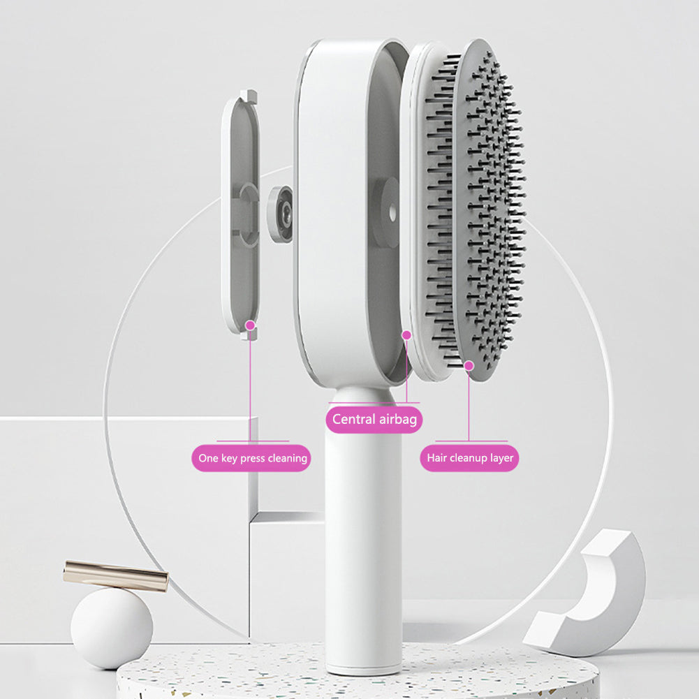One-Click Self Cleaning Hair Brush