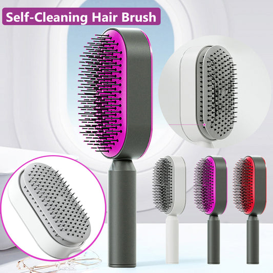 One-Click Self Cleaning Hair Brush