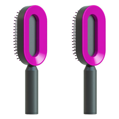 One-Click Self Cleaning Hair Brush
