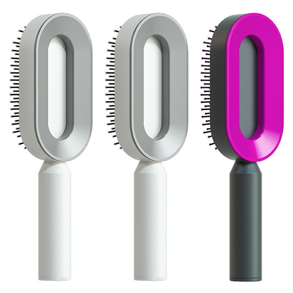 One-Click Self Cleaning Hair Brush